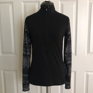 Nike Pro Dri-Fit Black Long Sleeve Athletic Running Top Contrast Sleeves M